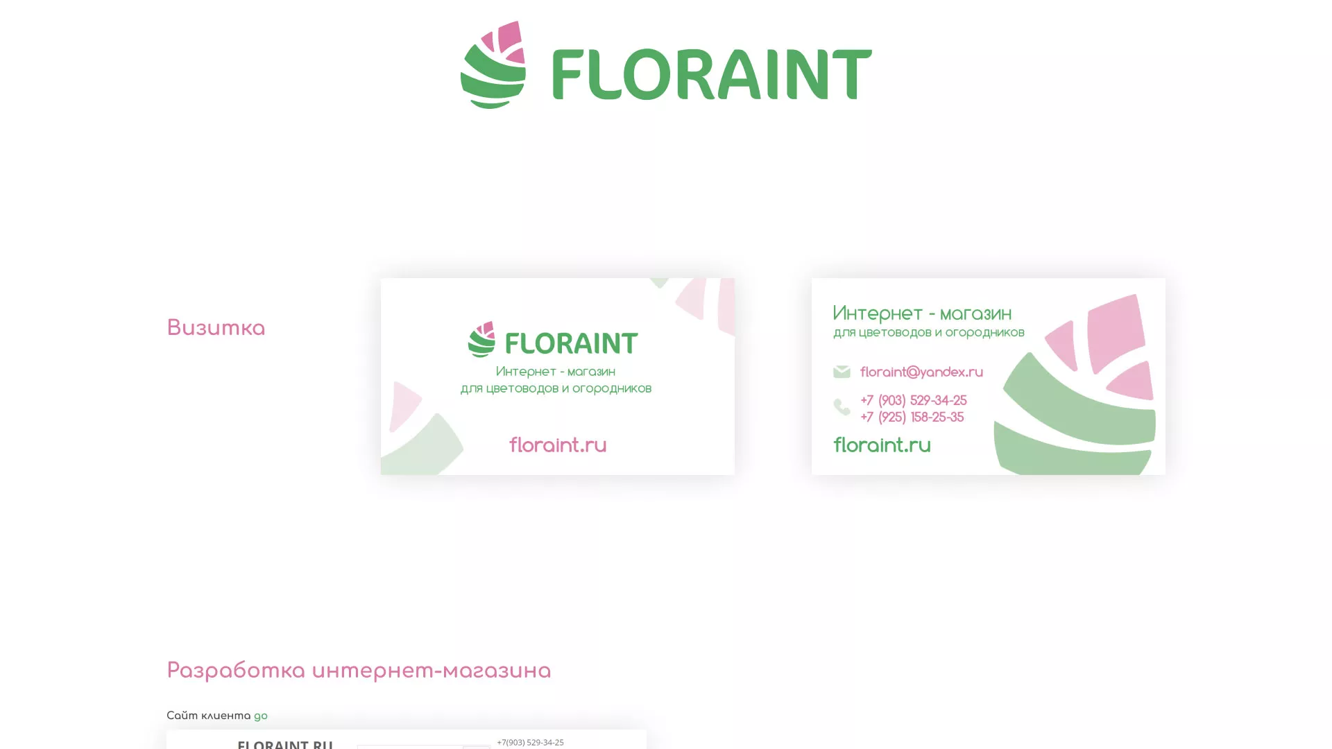 Создание логотипа и интернет-магазина «FLORAINT» в Камызяке